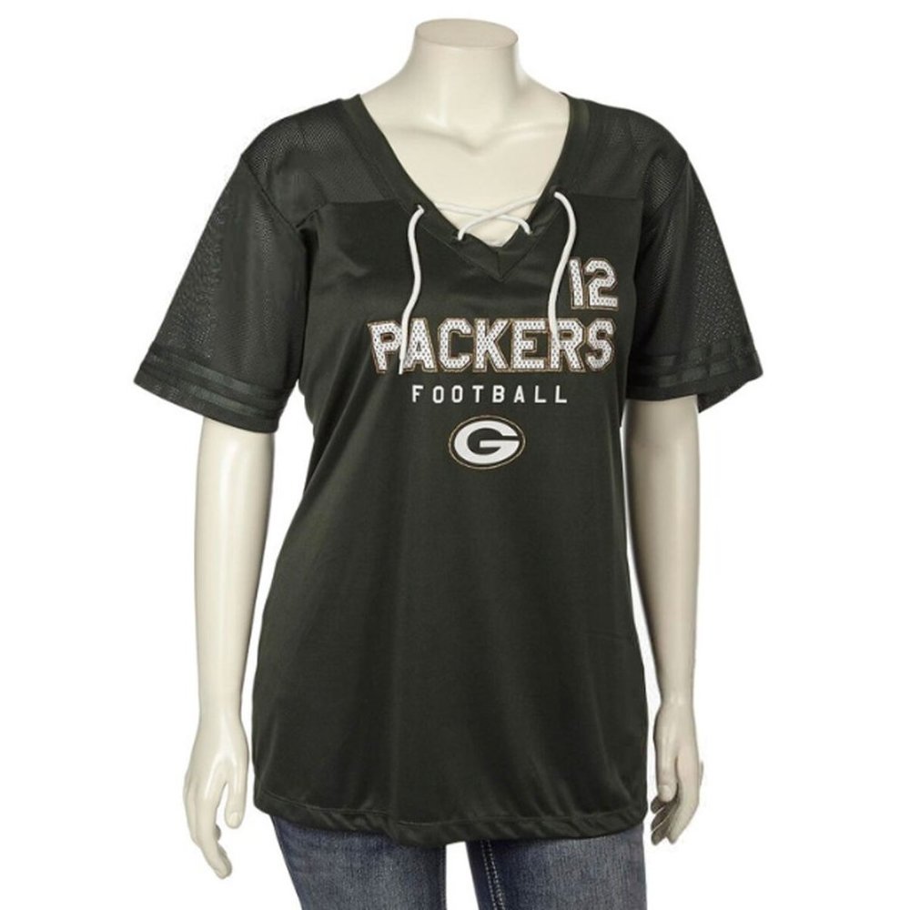 NFL GREEN BAY PACKERS WOMENS #12 AARON RODGERS BLACK JERSEY MEDIUM Junior Fit S